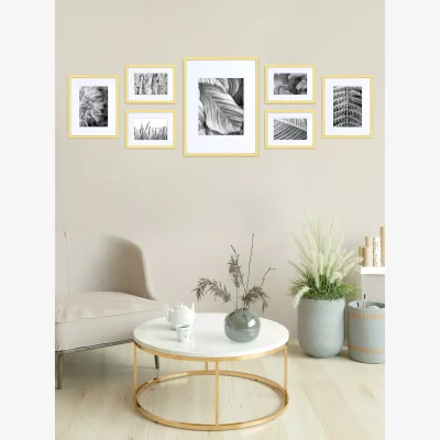 John Lewis Gallery Perfect Aluminium Gallery Set Multi-aperture Photo Frames, 7 Photo
