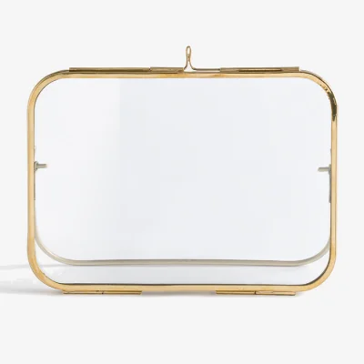La Redoute Uyova Freestanding Photo Frame in Brass and Glass, H18cm