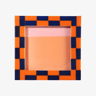 Made in Design Check Square Photo frame - / 13 x 13 cm - Polyresin by & klevering Orange