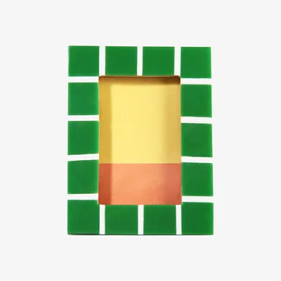 Made in Design Check Rectangle Photo frame - / 10.5 x 8 cm - Polyresin by & klevering Green