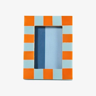 Made in Design Check Rectangle Photo frame - / 10.5 x 8 cm - Polyresin by & klevering Orange