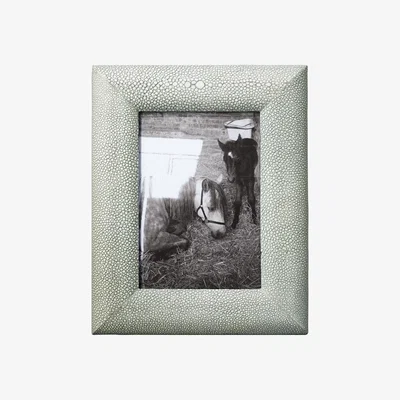 OKA Small Faux Shagreen Curved Frame - Pale Celadon