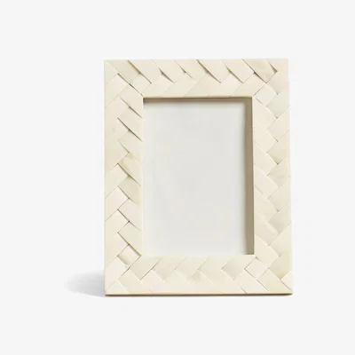 OKA Plaited Bone Photo Frame, Small - Ivory