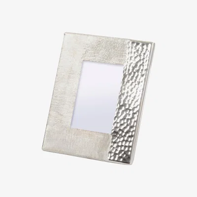 Olivia's Libra Fuse 4x6 Inch Photo Frame Hammered and Brushed Silver Finish