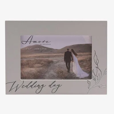 Downtown Downtown Amore Grey Photo Frame Wedding Day 6x4, Wood, Floral