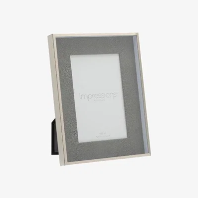 Downtown Widdop Impressions Faux Croc Detail Photo Frame Soft Grey - 5 x 7, Steel, Crocodile