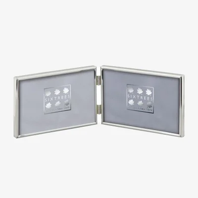 Downtown Sixtrees Double Photo Frame - Silver, Velvet