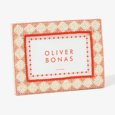 Oliver Bonas Tami Pink Diamond Beaded Photo Frame 6x4"