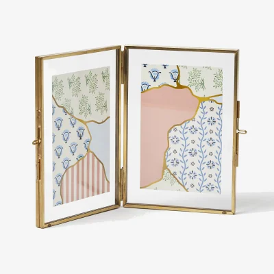 Oliver Bonas Gold & Glass Double Portrait Photo Frame 6x4"