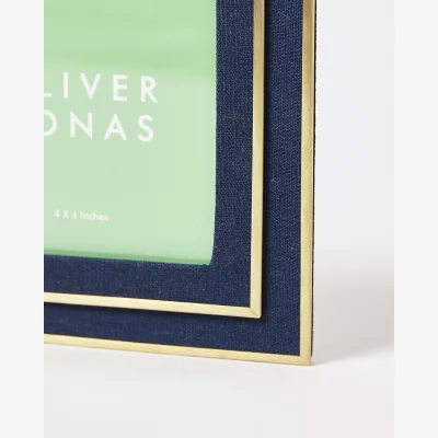 Oliver Bonas Linen Blue Double Square Photo Frame 4x4"
