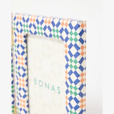 Oliver Bonas Safi Geometric Blue Double Photo Frame 6x4"