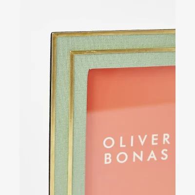 Oliver Bonas Linen Green Double Photo Frame 6x4"