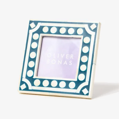 Oliver Bonas Ivy Inlay Blue Photo Frame 4x4"