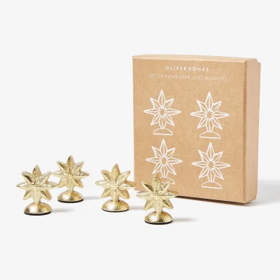 Oliver Bonas Gold Star Card Holders Set of Four