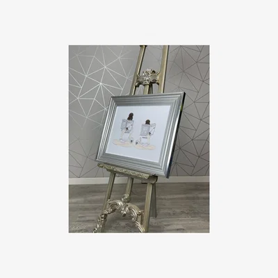 Pagazzi Lockdown Vibes Brunette Liquid Art with Silver Frame 50x40cm