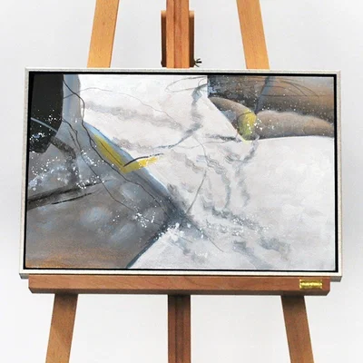 Pagazzi Illusion Abstract Grey Canvas with Brushed Silver Frame 40x60cm