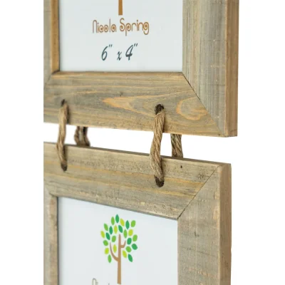 The Range Rustic Wooden Hanging 5 Photo Frame - 6 x 4" - Natural - Pack of 5 - Brown