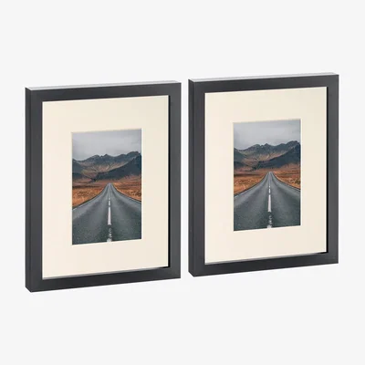 The Range Photo Frames with 4x6" Mount - 8x10" - Black - Pack of 2 - Ivory