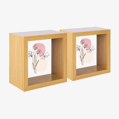 The Range 4x4" 3D Deep Box Photo Frame Pack of 2 - Light Wood