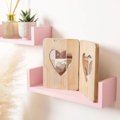 The Range Rustic Hearts Folding 2 Photo Frames - 4 x 6" - Natural - Pack of 5 - Brown