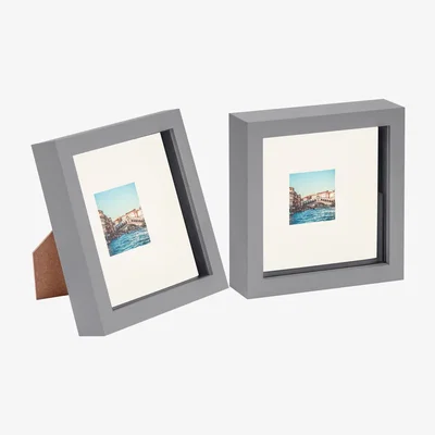 The Range 3D Box Photo Frame with 2" x 2" Mount - 6" x 6" - Pack of 2 - Grey/Ivory