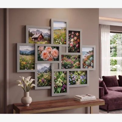 The Range 10 Multi-Aperture Wall Grey Photo Frame 55.3x49.5x2.5Cm - Grey