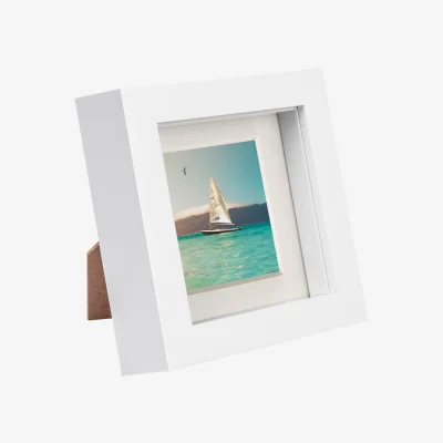 The Range 4" x 4" White 3D Box Photo Frame - 2" x 2" Mount - Ivory - White/Ivory