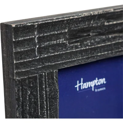 The Range Hampton Farmhouse 4x6 Distressed Black Painted Wood Photo Frame - White
