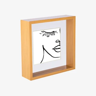 The Range 3D Deep Box Photo Frame - 8 x 8" with 6 x 6" Mount - Light Wood/White - Light Wood/White