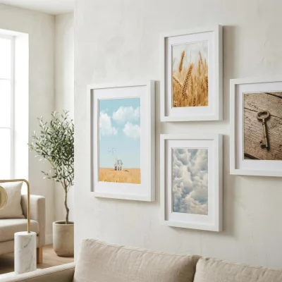 The Range Photo Frames with A5 Mounts - A4 (8" x 12") - White - Pack of 3 - White