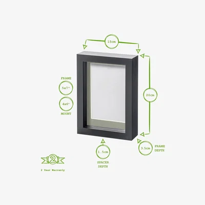 The Range 5" x 7" White 3D Box Photo Frame - 4" x 6" Mount - White/Black