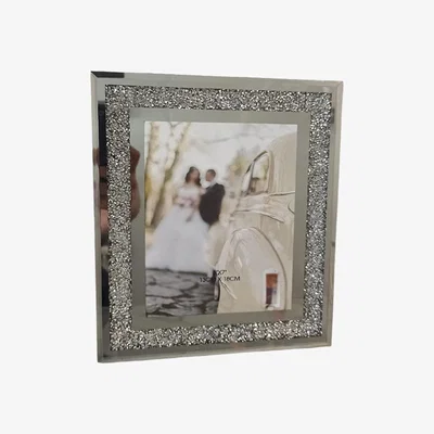 The Range Crushed Crystal Photo Frame Jewel Mirror Diamante Picture Frame M - Silver