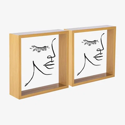 The Range 8x8" 3D Deep Box Photo Frame Pack of 2 - Light Wood