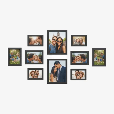 The Range Set of 10 Black Gallery Picture Frames  - Black