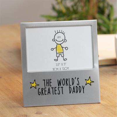 The Range Aluminium Photo Frame - Worlds Greatest Daddy - Silver