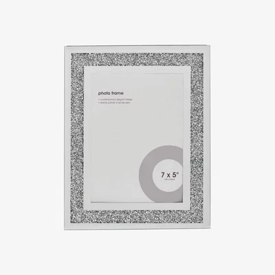 The Range White Glass Sparkle Crushed Jewel Diamond Photo Frame - Silver / 18cm