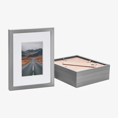The Range Photo Frames with 4x6" Mount - 8x10" - Grey - Pack of 5 - White