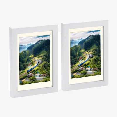The Range Photo Frames with 4x6" Mount - 5x7" - White - Pack of 2 - Ivory
