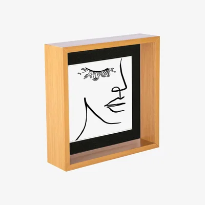 The Range 3D Deep Box Photo Frame - 8 x 8" with 6 x 6" Mount - Light Wood/Black