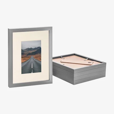 The Range Photo Frames with 4x6" Mount - 8x10" - Grey - Pack of 5 - Ivory