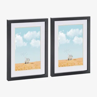 The Range Photo Frames with A5 Mount - A4 (8x12") - White - Pack of 2 - Black