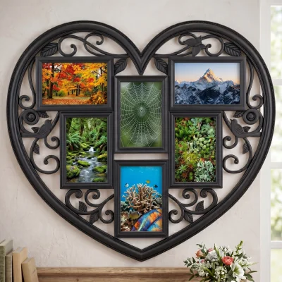The Range Black Distressed Heart Shape Collage Wall Hanging Photo Frame
