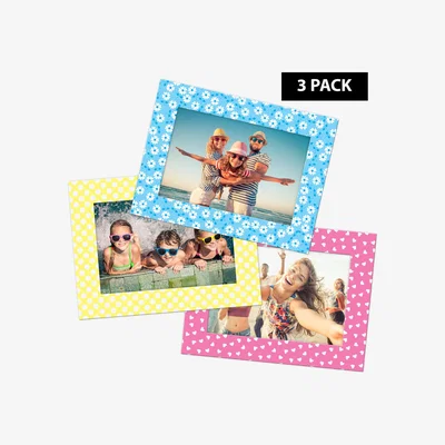 The Range Pack of 3 Magnetic Photo Fridge Frames 4x6 Spring - Pink/Blue/Yellow