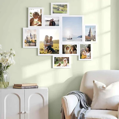 The Range Set of 10 Photo Collage Frames Tool Free Assembly, White - White