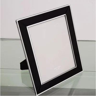 The Range Black Glass Photo Frame Mirrored Border Picture - Silver