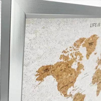 The Range Splosh Travel Map World Framed Silver - Silver
