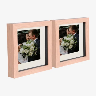 The Range 6" x 6" 3D Box Photo Frames - 4" x 4" Mount - Light Brown/Ivory - Pack of 2 - Light Brown/Ivory