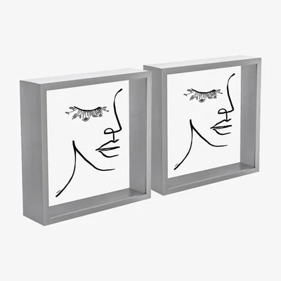 The Range 3D Deep Box Photo Frames 8" x 8" Grey Pack of 2 - Grey