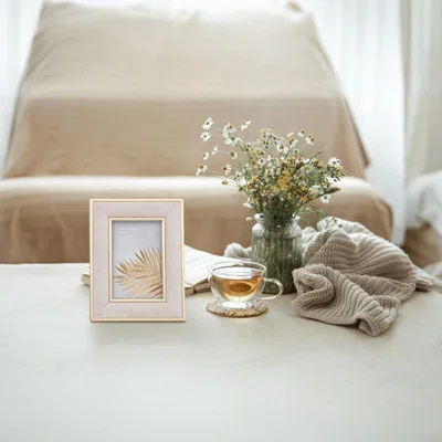 The Range Neutral Gold Edged Velvet Frame - Neutral and Gold / 6x4inch