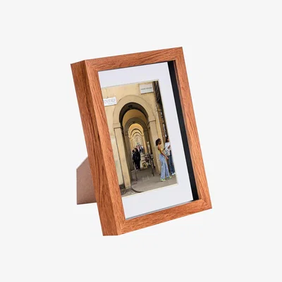 The Range 3D Box Photo Frames with 4" x 6" Mounts - A5 (6" x 8") - Dark WoodWhite - Dark Wood/White